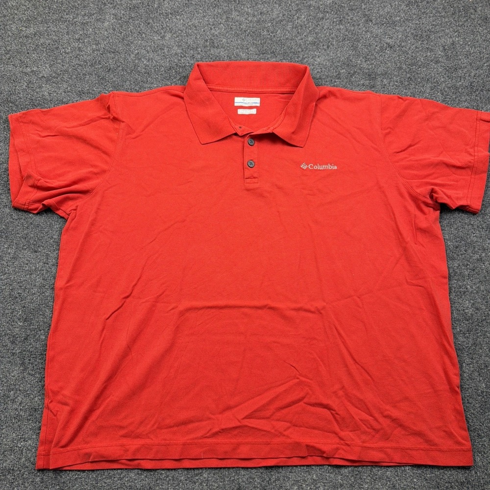 Columbia Polo Shirt Mens Red Cotton Short Sleeve Knit XL fishing hiking
